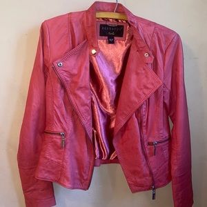 Bernardo Pink leather moto jacket- xs